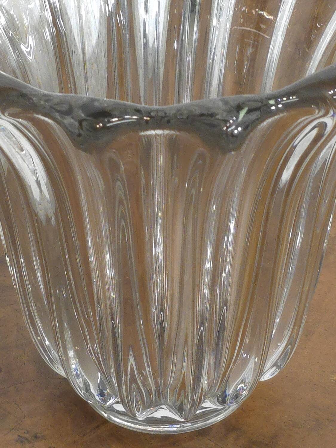Molded crystal vase Pierre d'Avesn (Pierre Girre) 1940s