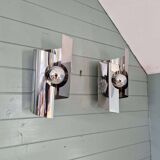 Paire d'appliques murales Space Age en métal chromé, 1970