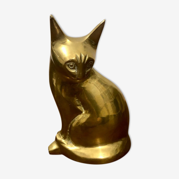 Brass cat statue