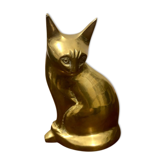 Brass cat statue