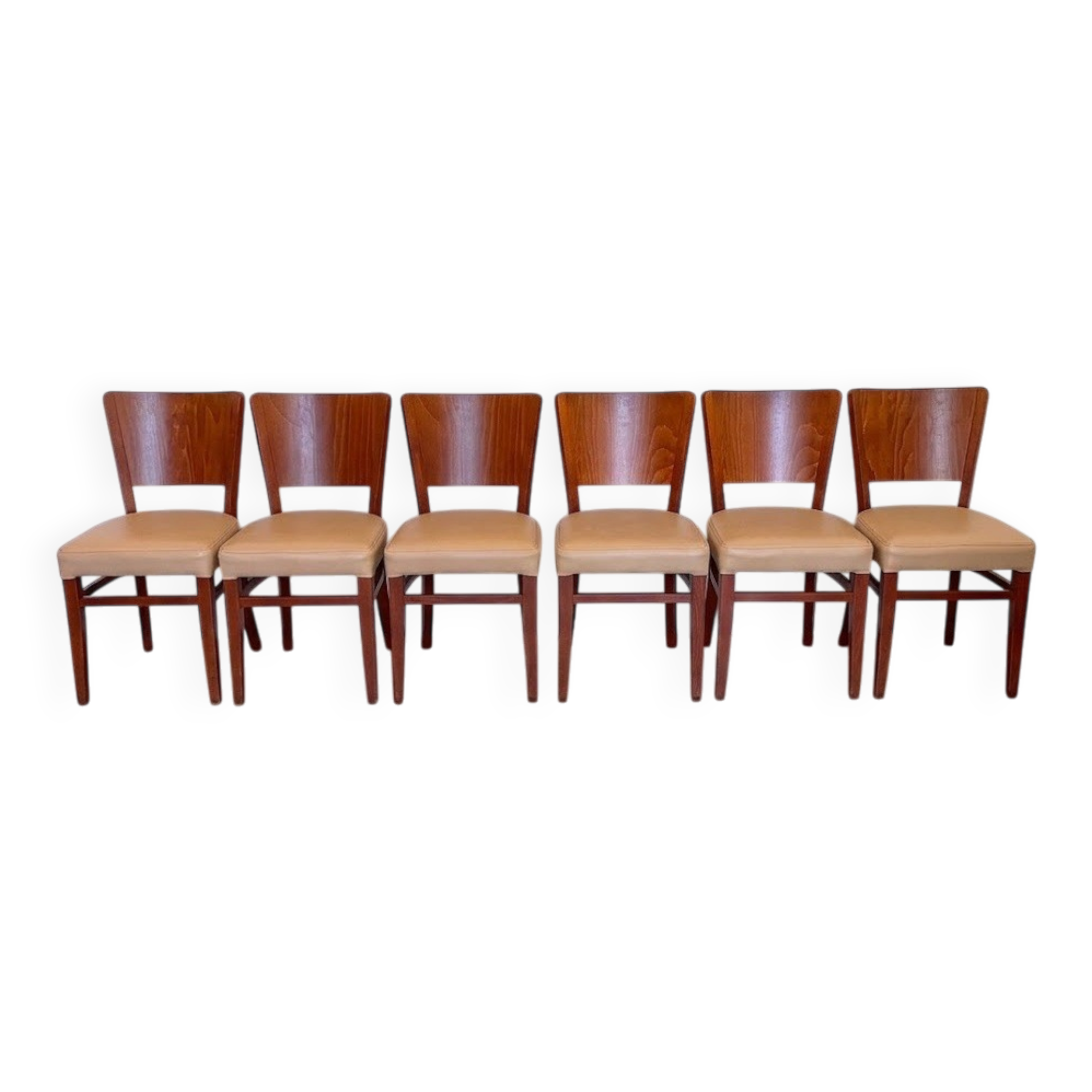 Set of 6 authentic Stella bistro chairs - Beech & Skai model