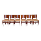 Set of 6 authentic Stella bistro chairs - Beech & Skaï model