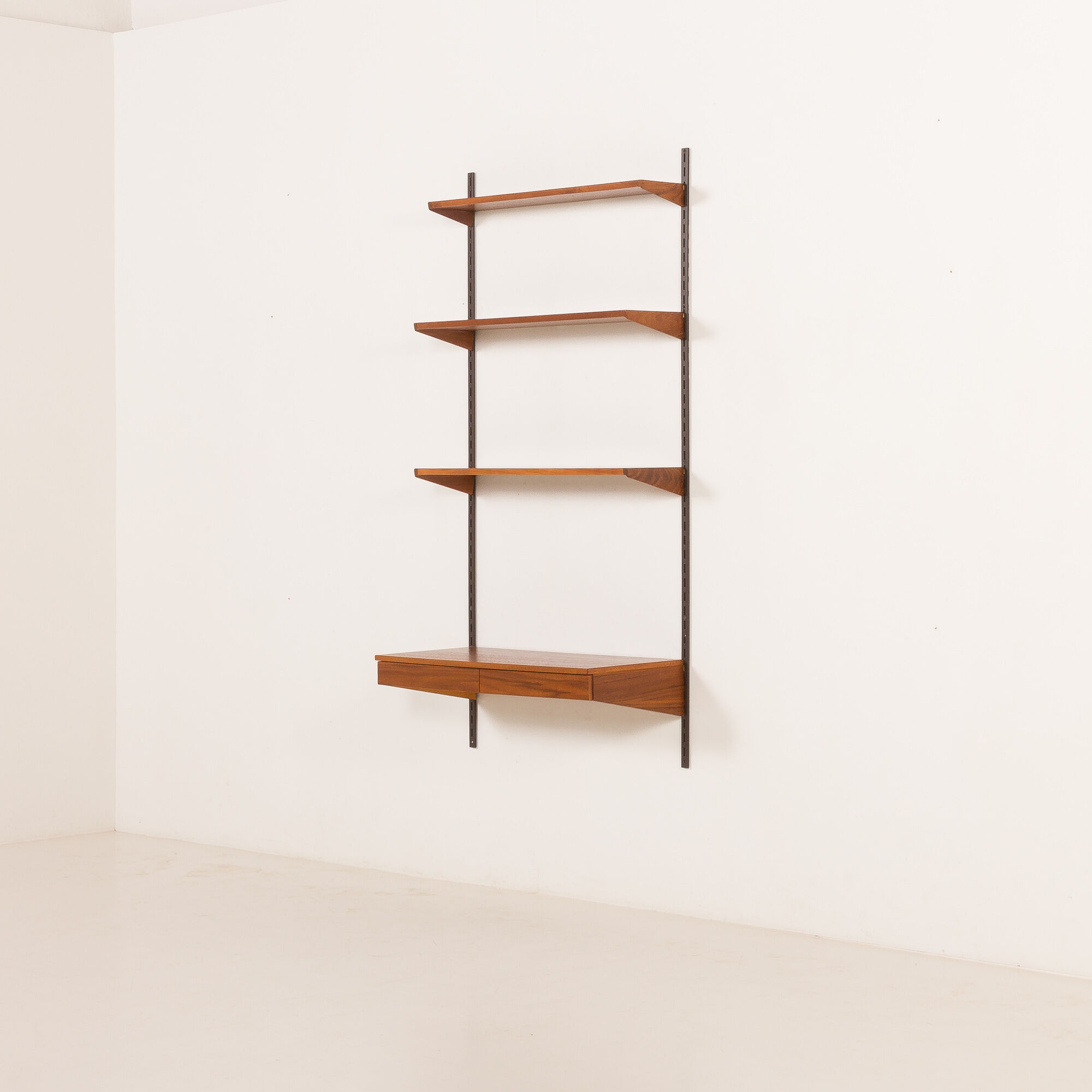 Kai Kristiansen teak shelving unit with a desk, FM Mobler, Denmark, 1960s