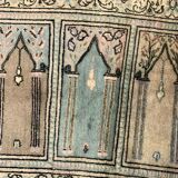 Distressed Turkish Rug 188x101 cm wool Vintage shabby Chic Runner Blue, Beige