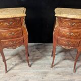 Pair of curved Louis XV style bedside tables