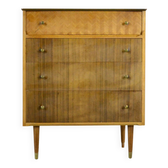 Commode en noyer Uniflex et laiton