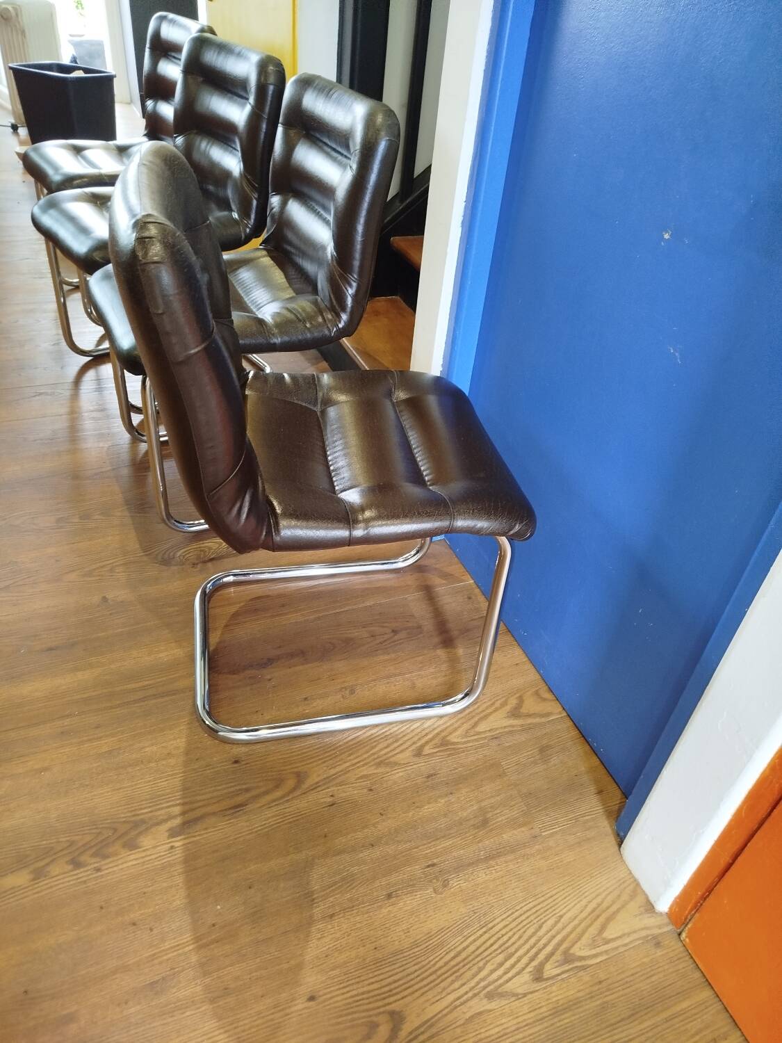 4 vintage 70s design chairs, Bauhaus/Breuer style