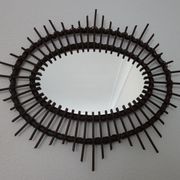 Dark rattan Sun mirror 64X52cm years 70