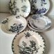 Set of 6 ironstone plates in shades of blue, late 19th to early 20th century.
