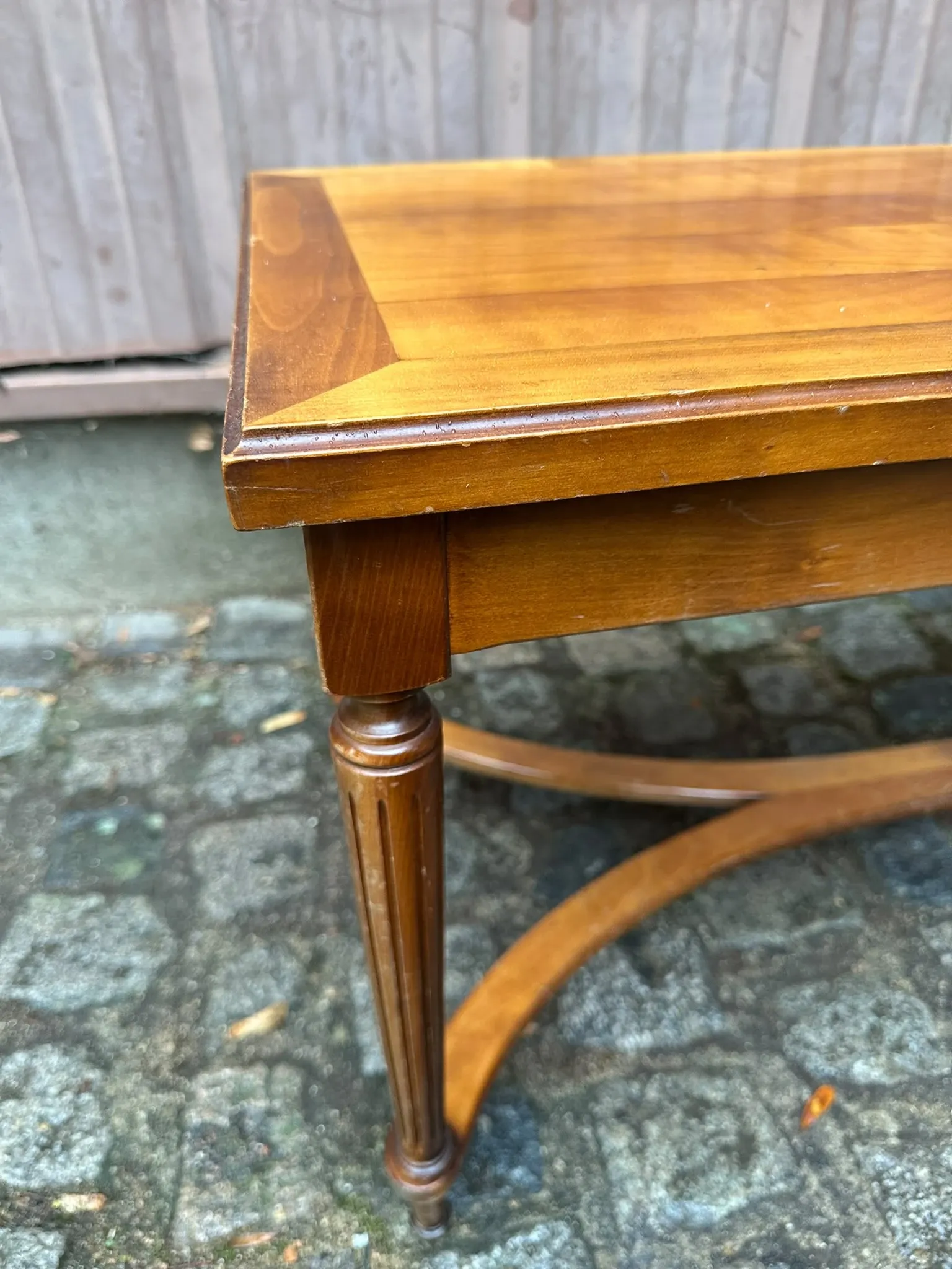 Louis XVI style coffee table in stained cherry wood 95x50cm 1970