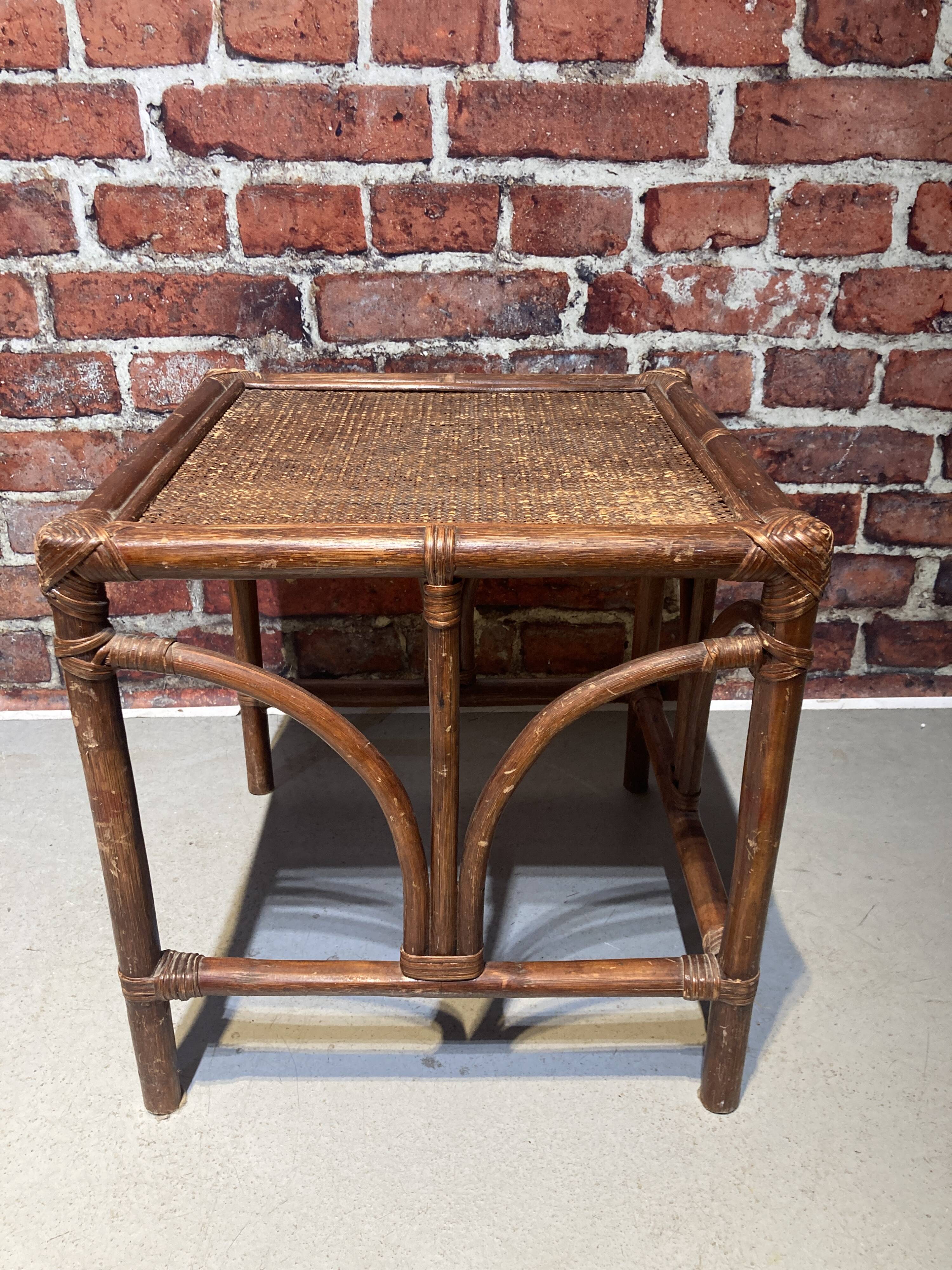 Rattan nesting table