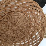 Wall composition of seven baskets and wicker trays