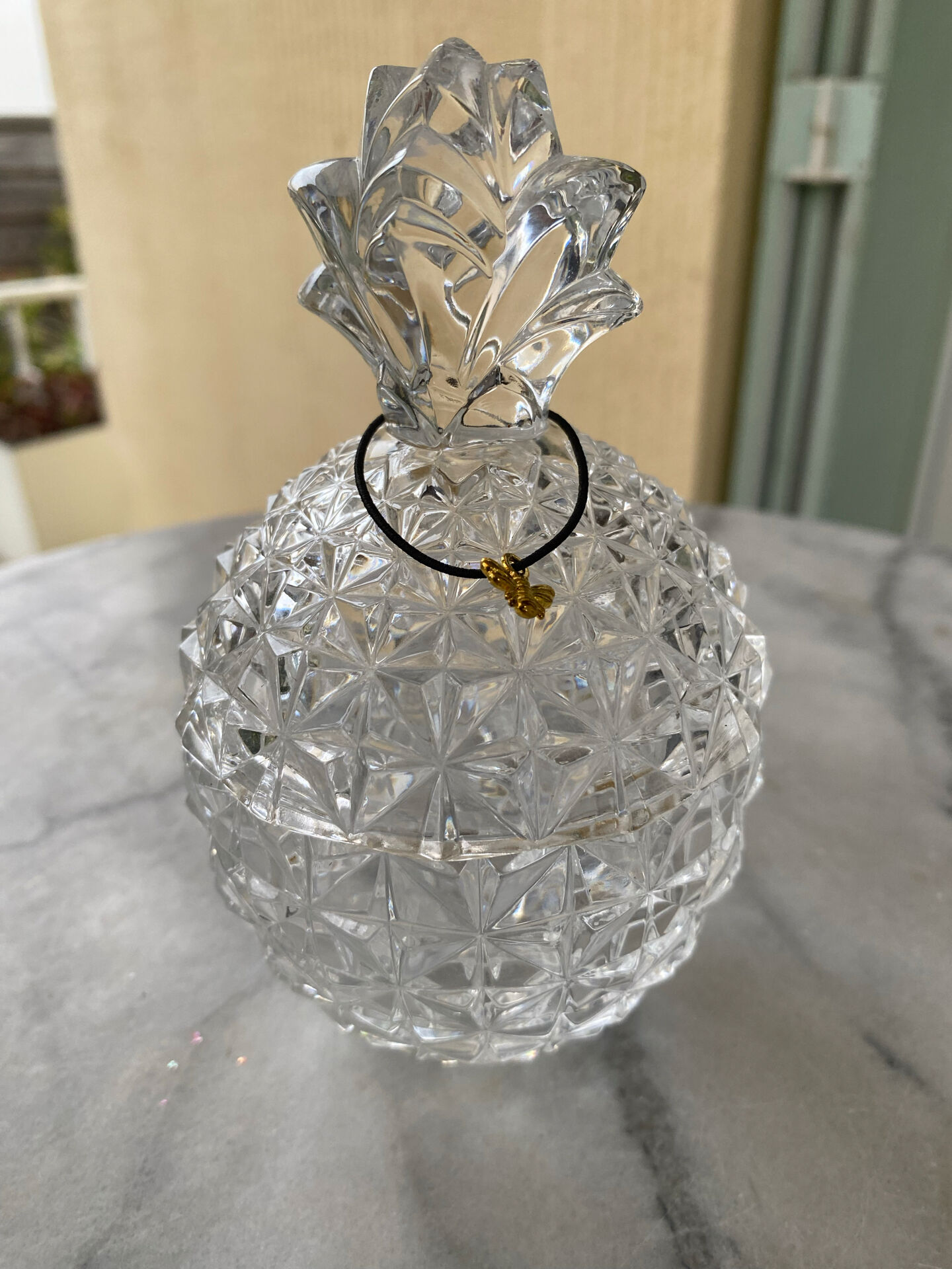 Candy box / Jewellery box "Pineapple" in cut crystal – Vintage style