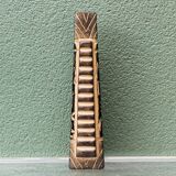 Modernist ceramic vase, signed, with incised geometric tribal decoration.