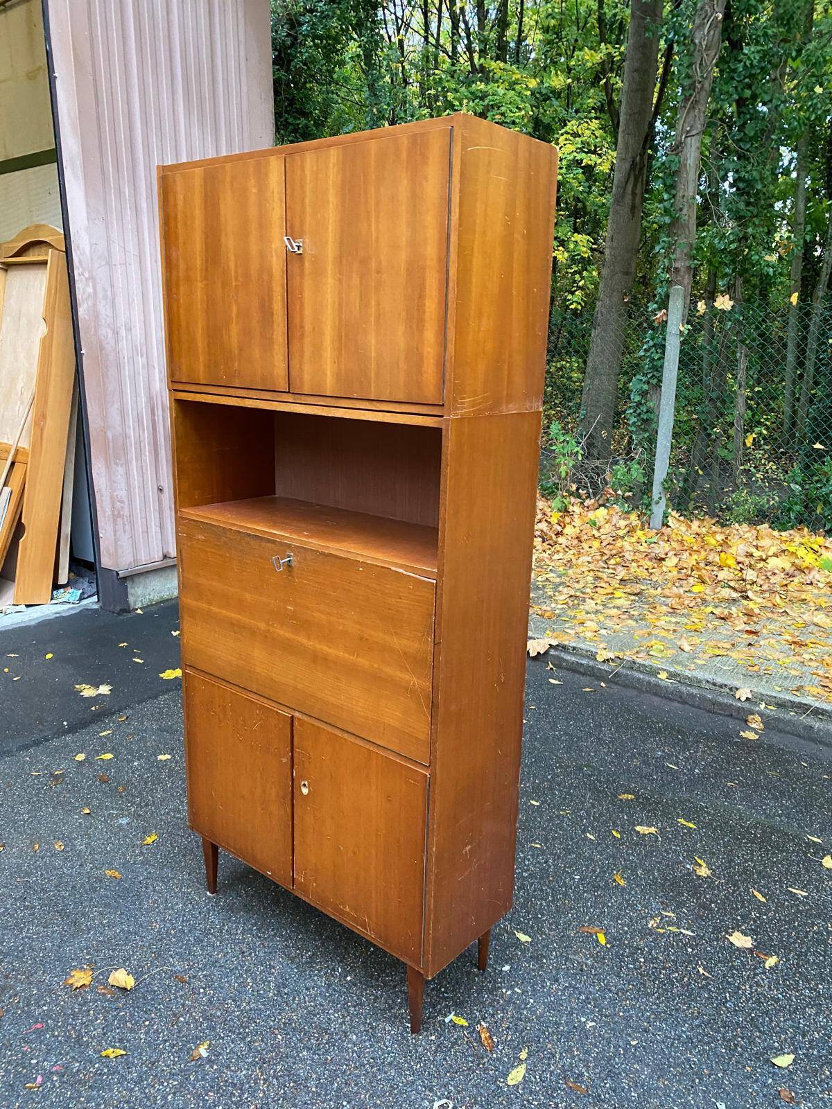 Vintage Scandinavian oak secretary desk, 1950s