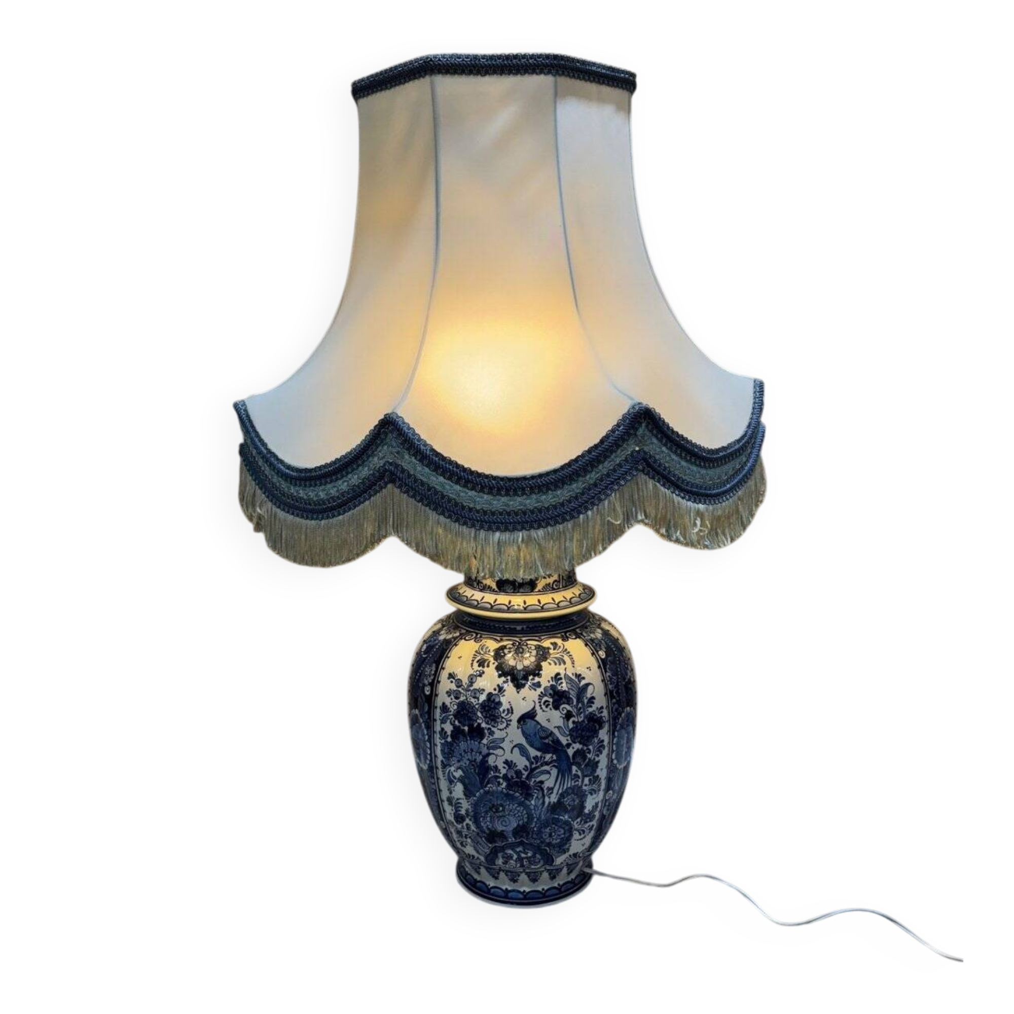 Delft lamp in blue and white earthenware - height 80 cm