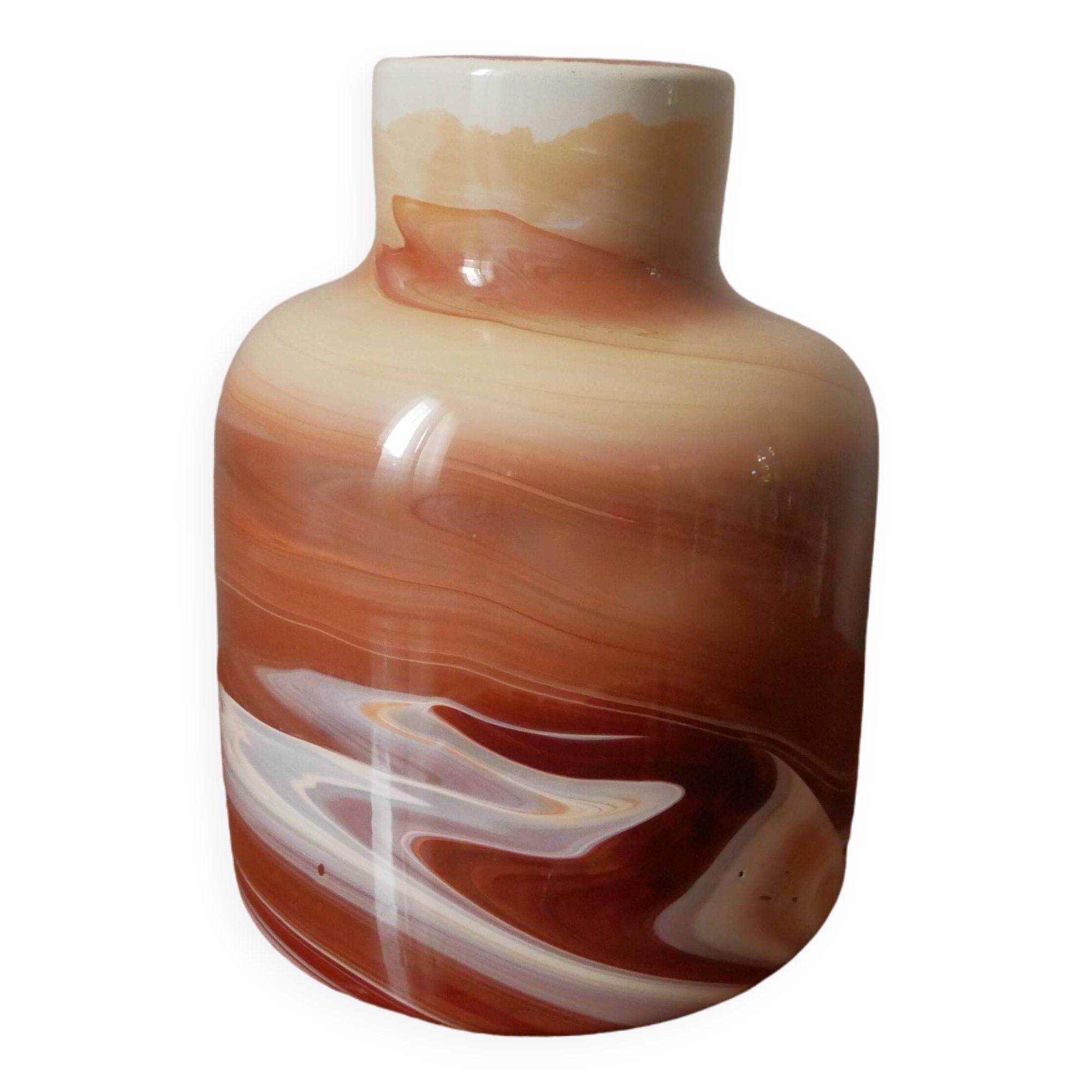 Contemporary design ceramic vase handcrafted minimalist shape brown tones