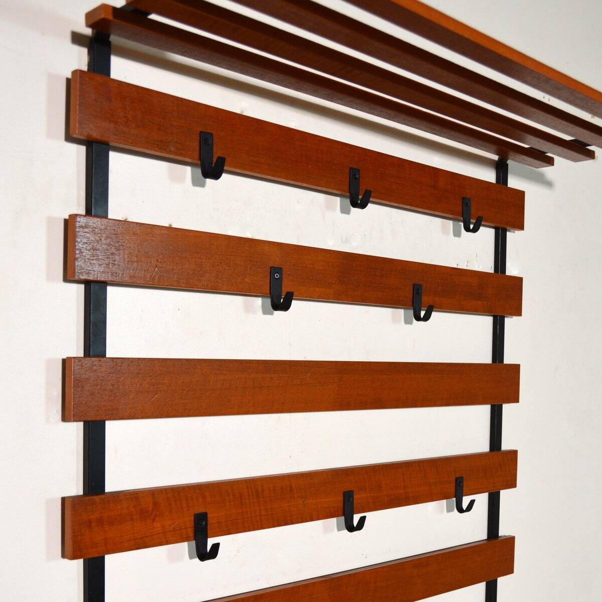 Scandinavian entrance locker Teak and metal 1960s