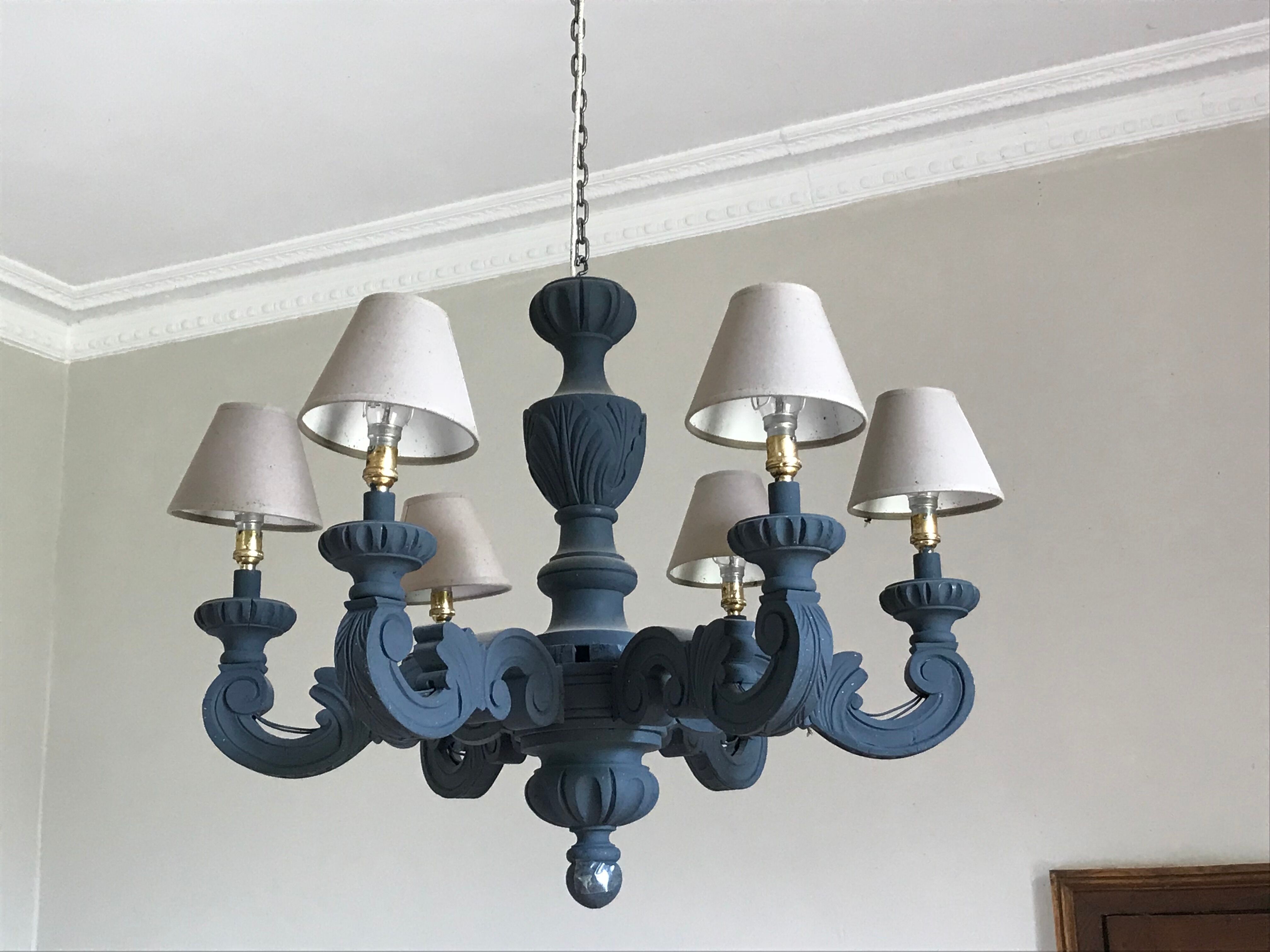 Solid wood chandelier from the 50's