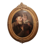 Superb old Italian school portrait of pious reading Fortunato Bello