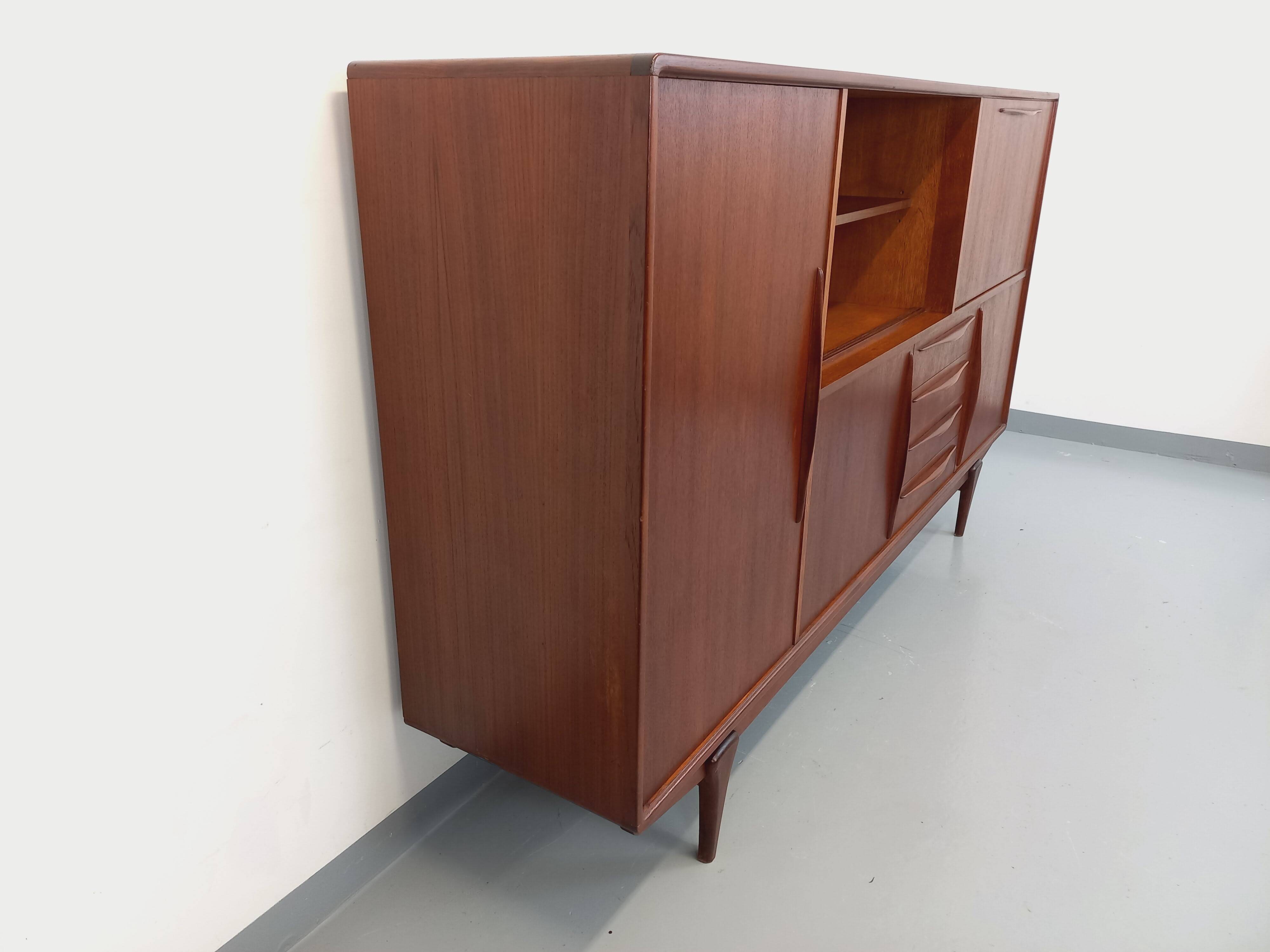 Vintage Scandinavian high sideboard in teak from the 50s and 60s