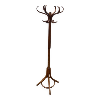 Baumann bistro style 1960s curved wood swivel parrot coat rack