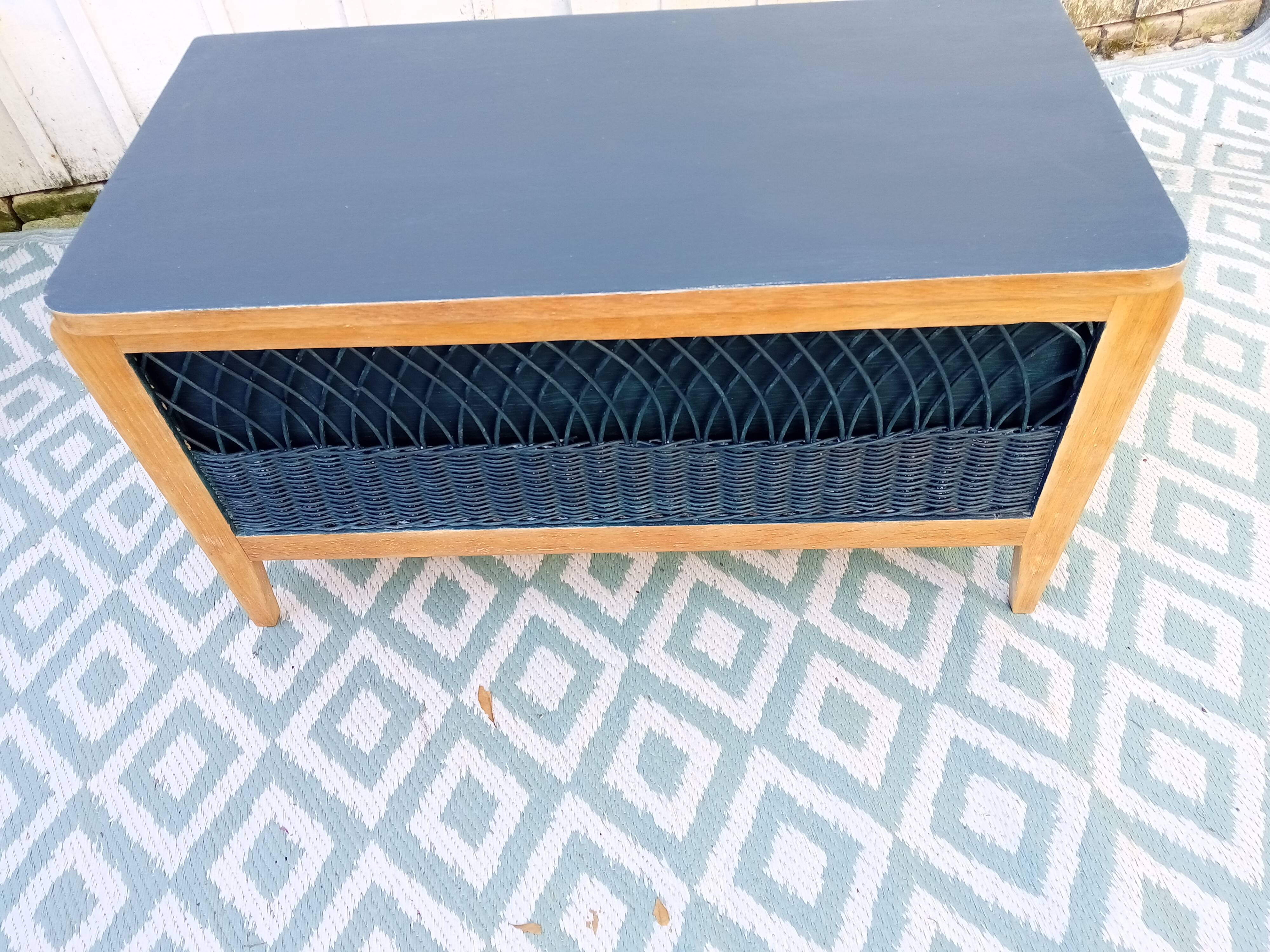 Wood and rattan chest