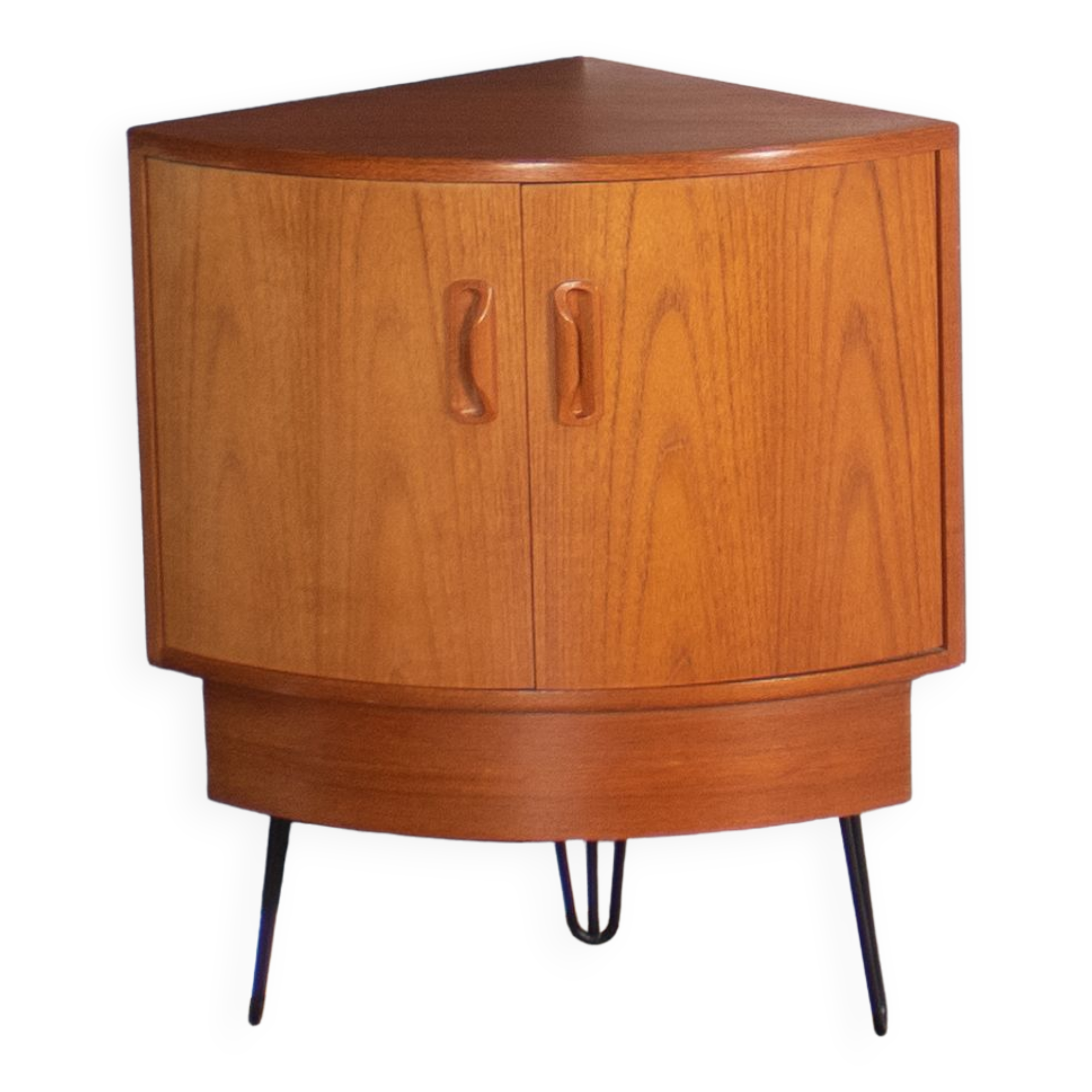 Retro teak 1960s g plan fresco corner unit bar drinks cabinet on hairpin legs