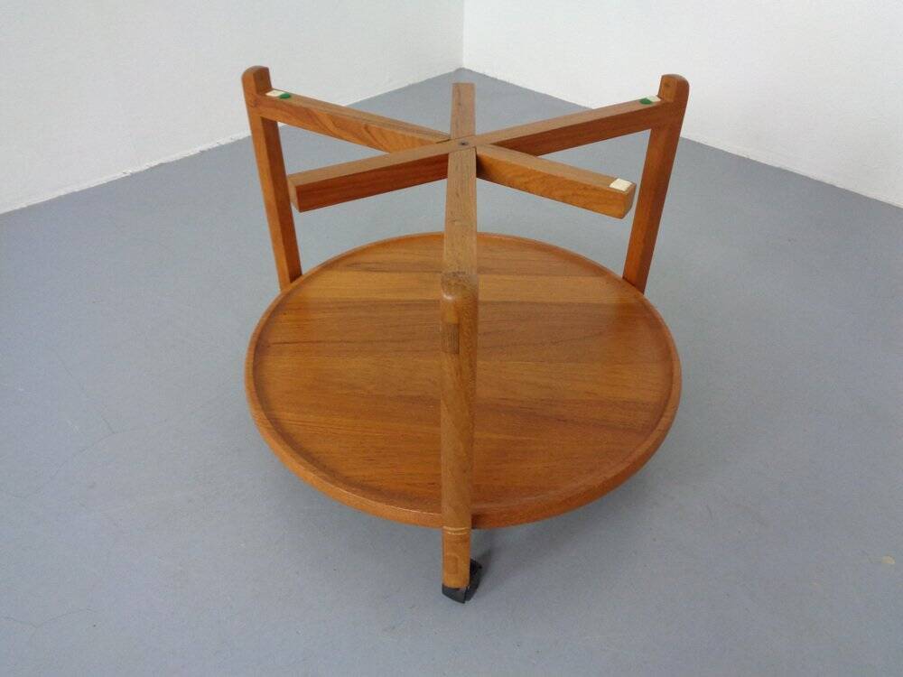 Danish Teak Bar Cart with Removable Tray, 1960s