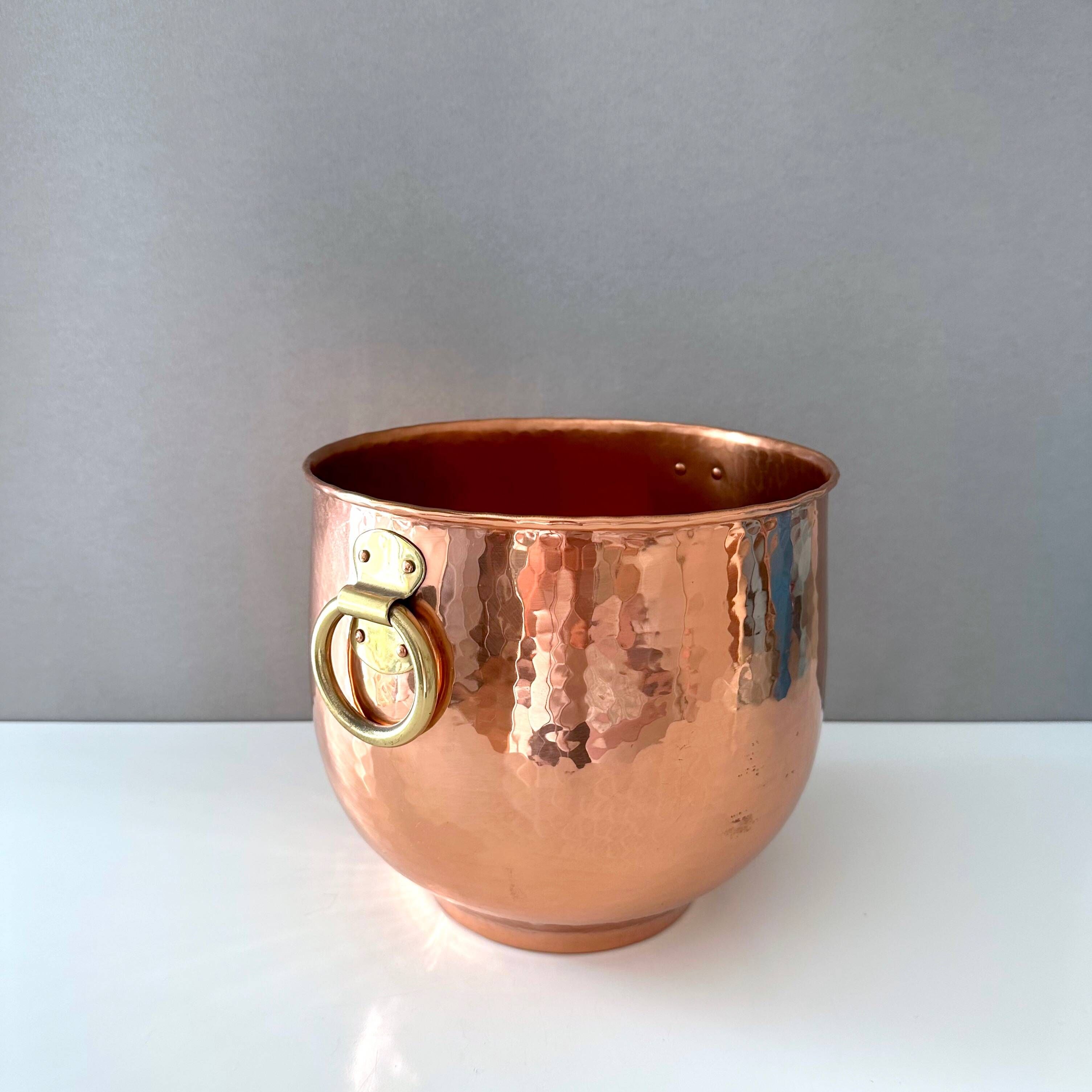 Large mid century flowerpot copper, zint handmade, bottle cooler, indoor gardening, 60's interior