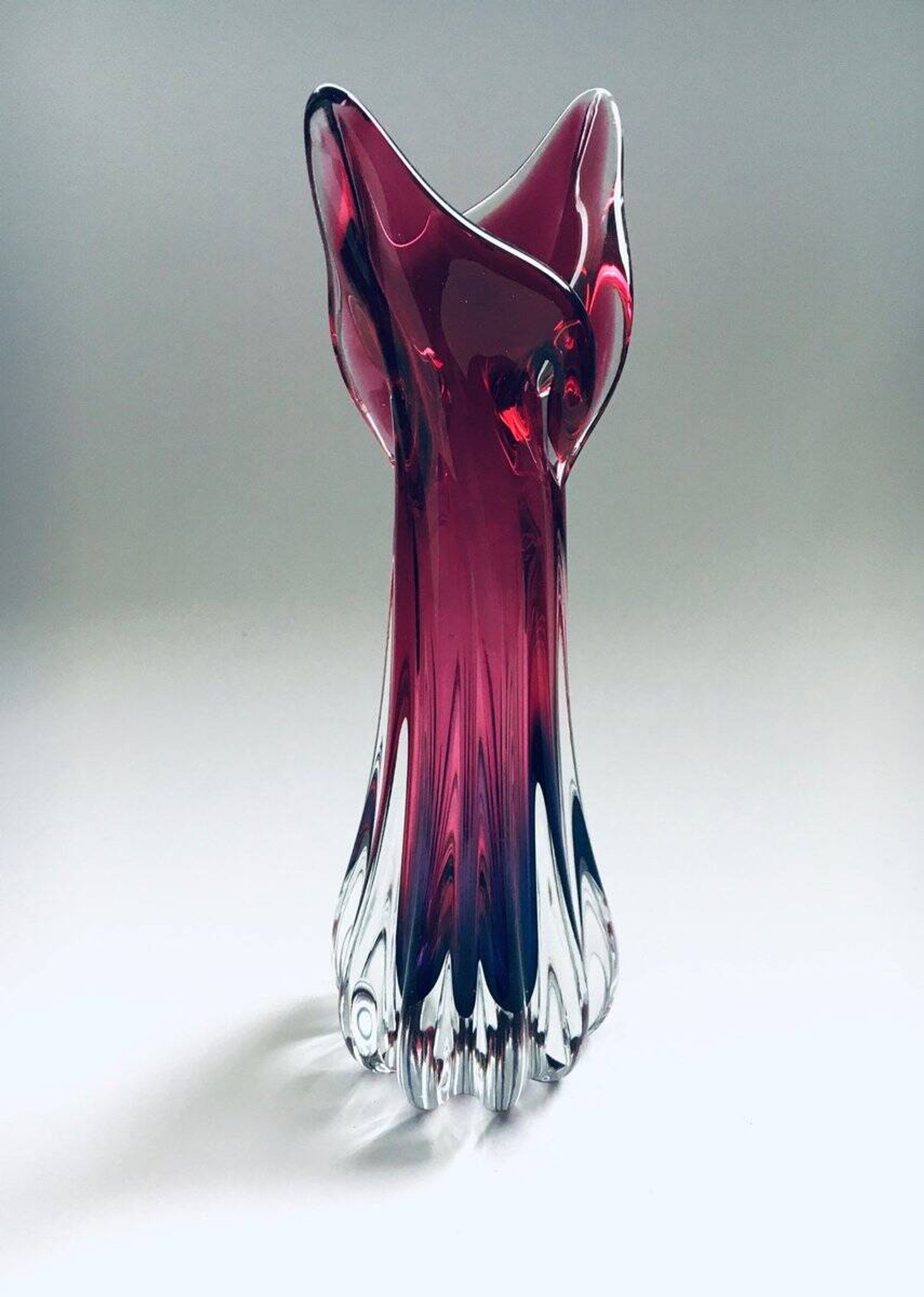Czech Crystal Art Glass Beak Vase by Jozef Hospodka for Chribska Glassworks, 1950s