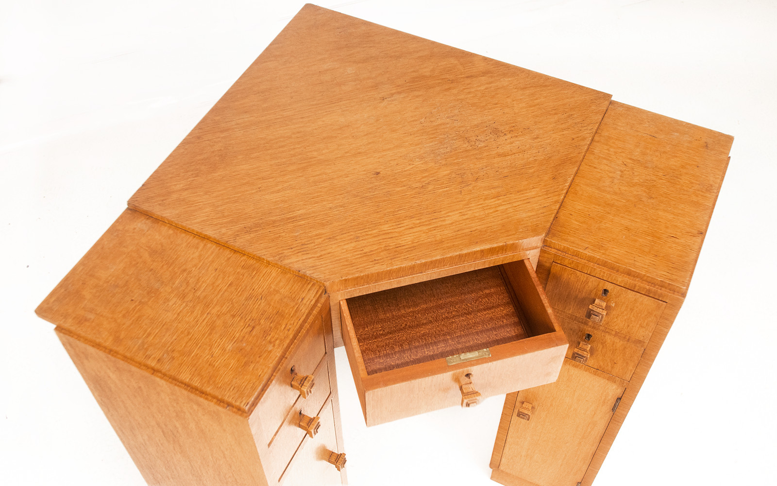 Vintage Art Deco Oak Corner Desk