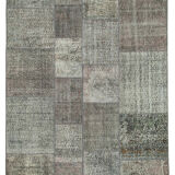 Handwoven Oriental Overdyed 170 cm x 240 cm Grey Patchwork Carpet