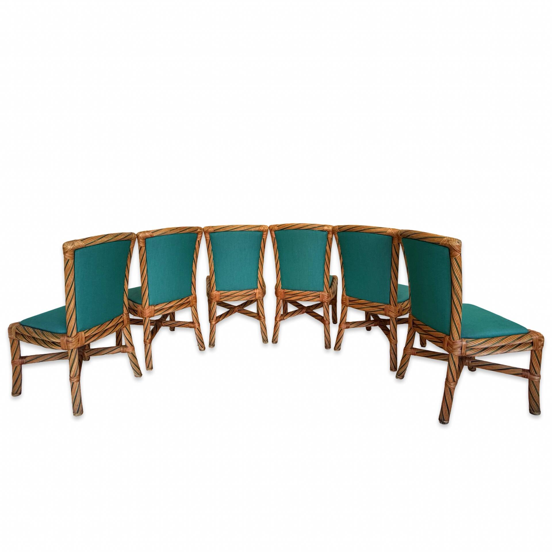 Set of six vintage bamboo and rattan dining chairs