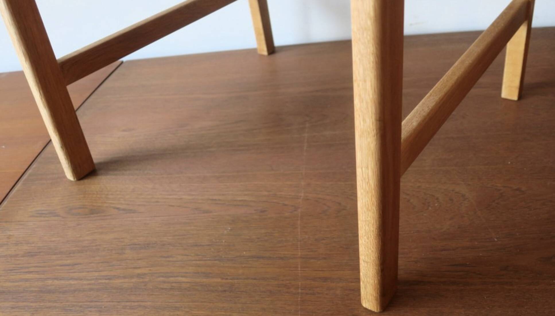 Pair of solid ash wide-seat dining chairs by Kurt Ostervig for KP Mobler, Denmark 1950s