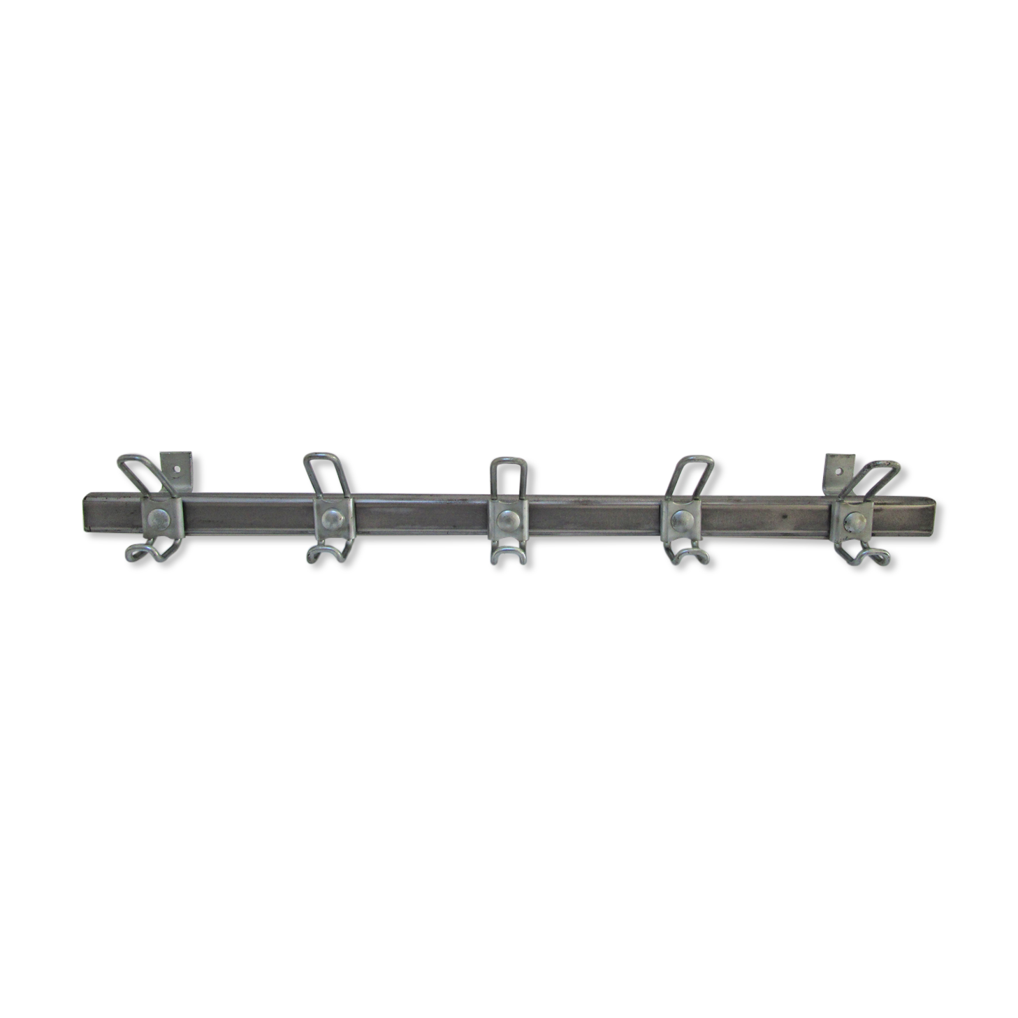 Vintage school wall rack in patinated steel