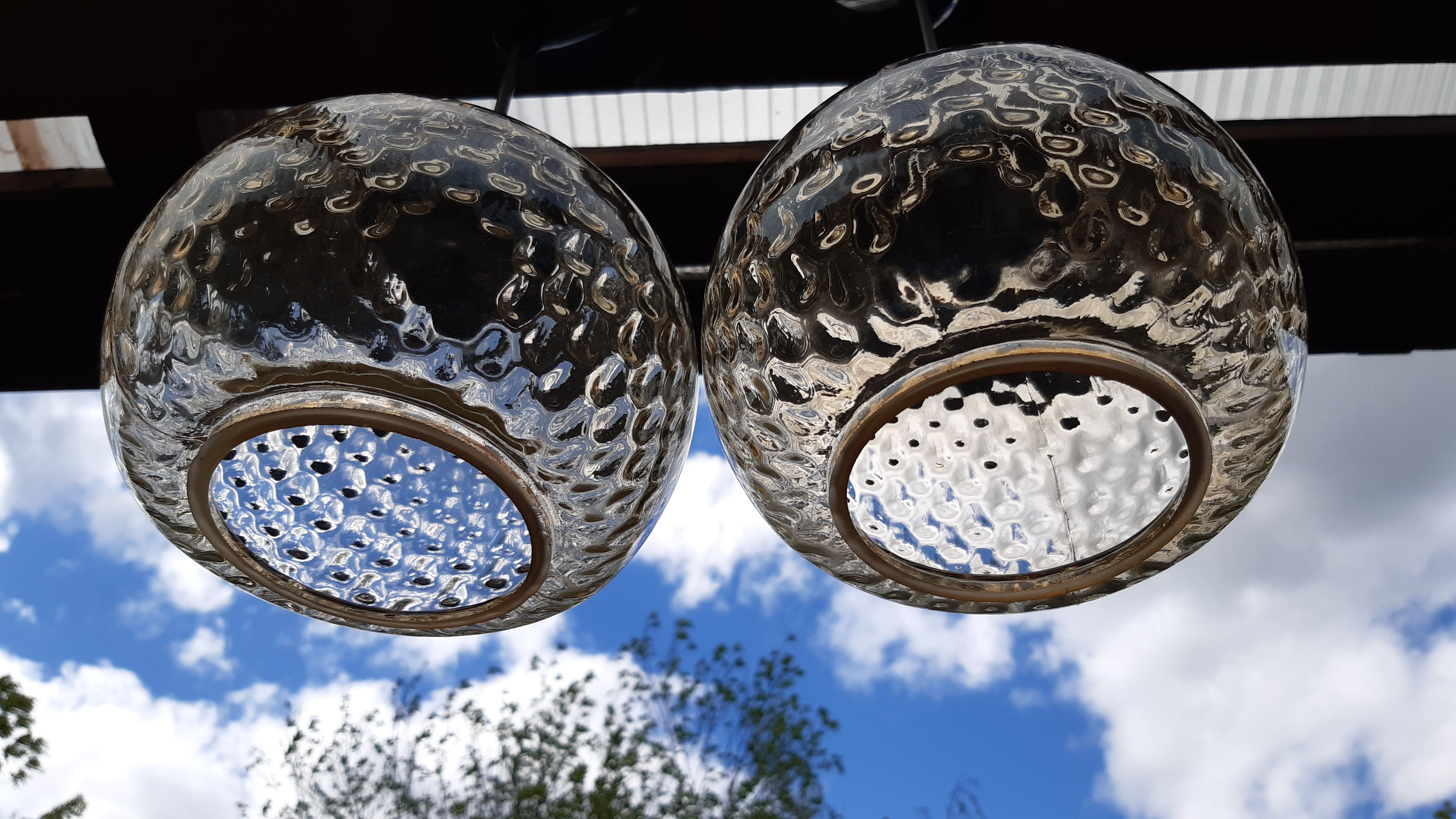 Amber glass hanging lamps 1970