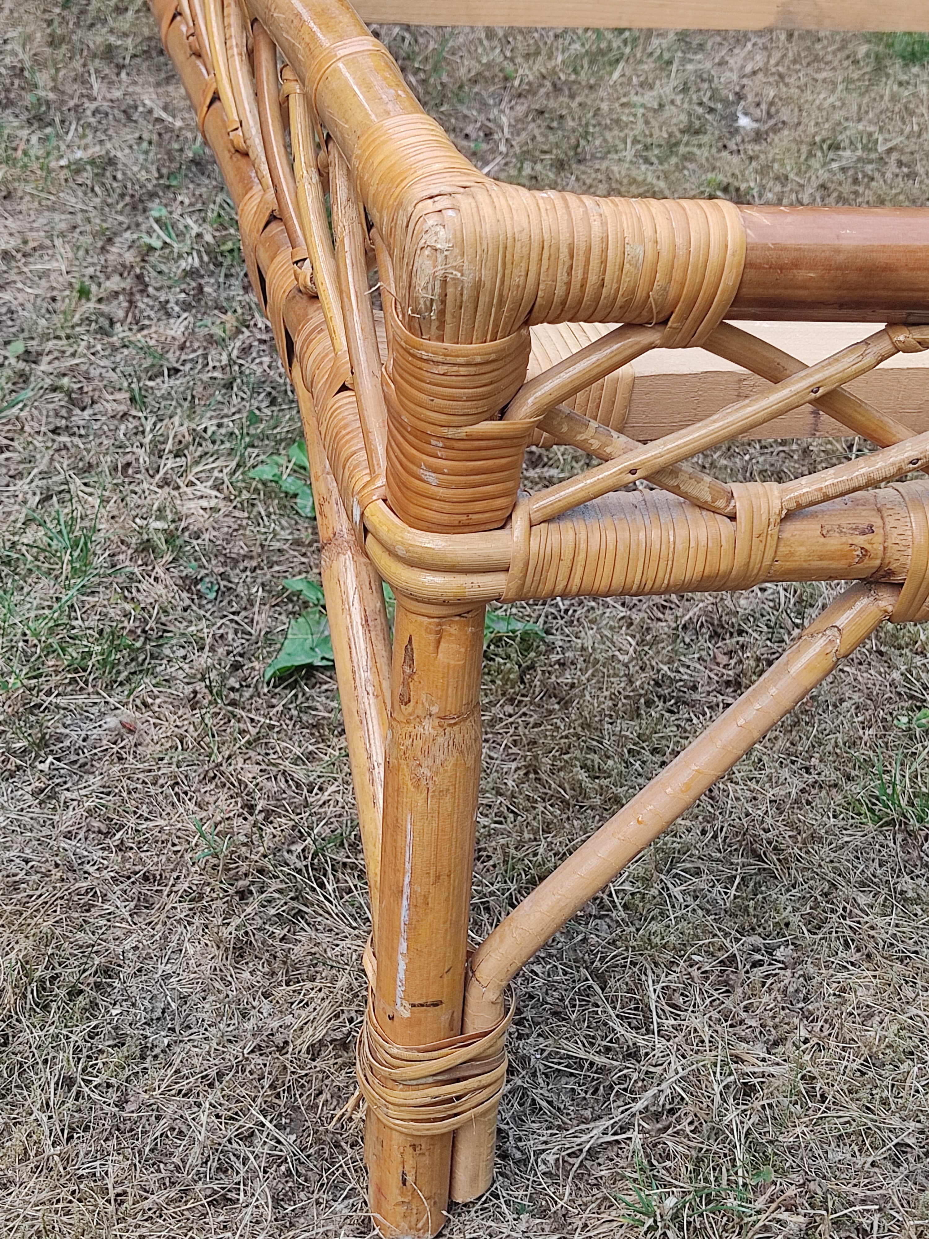 Rattan bed 1 place, 60s