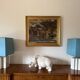 Hollywood regency set of 2 ceramic table Lamps, France 1970s