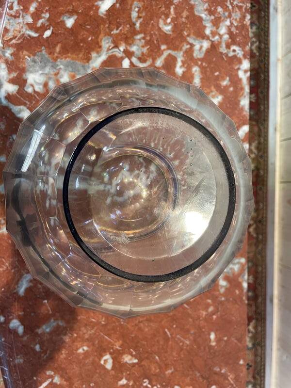 Bohemian crystal and brass vase