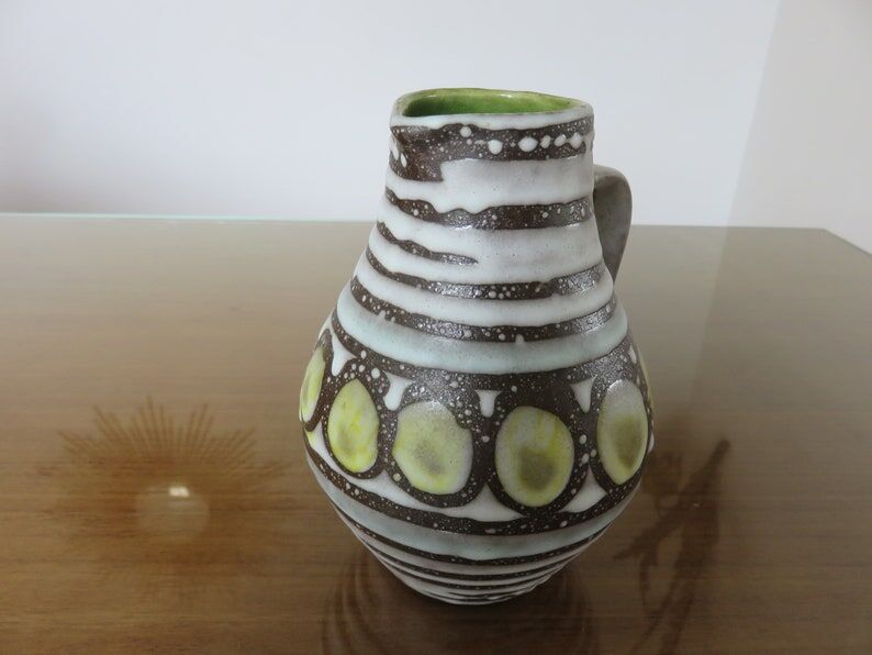 Green and grey ceramic pitcher 60s