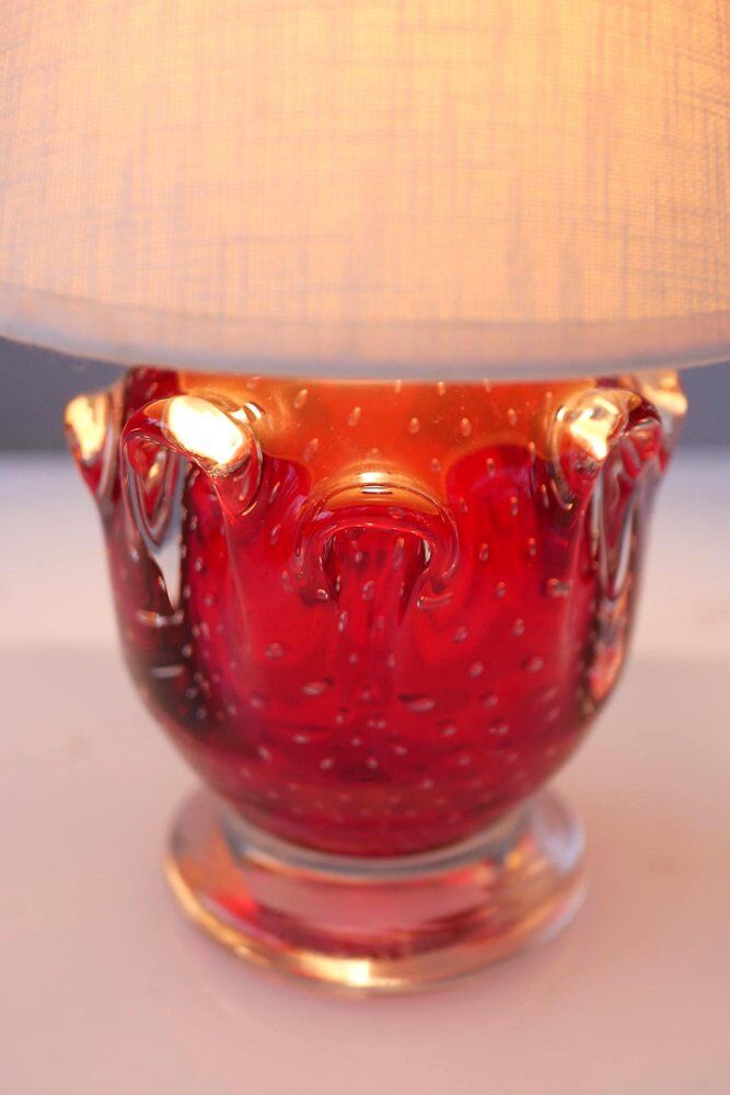 Red crystal glass lamp by Börne Augustsson for Åseda