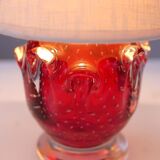Red crystal glass lamp by Börne Augustsson for Åseda