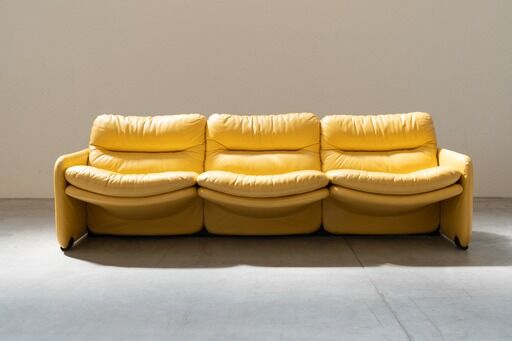 Salon en cuir par Ammainnati et Vitelli pour Brun vintage 1970