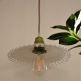 Opaline suspension, green-coloured metal socket
