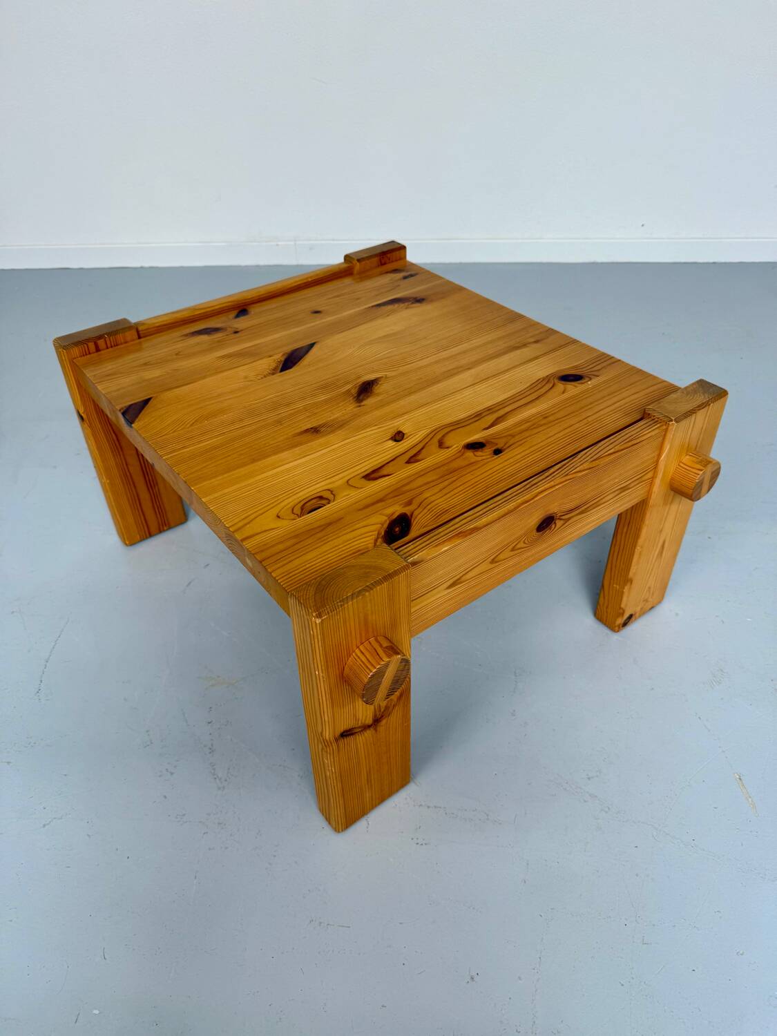 Vintage brutalist coffee table Swedish pine design Yngve Ekström Swedese