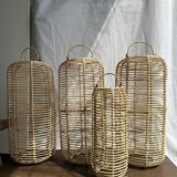 Large lantern-shaped rattan pendant lamp H50 D24