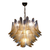 Lampadario con vetri di Murano opalino, vetri tulipani opalino fatti a mano