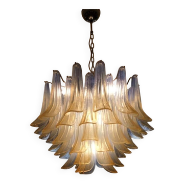Lampadario con vetri di Murano opalino, vetri tulipani opalino fatti a mano