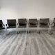 Ensemble de 6 chaises Uno en cuir gris sur piètement tubulaire chromé en porte-à-faux